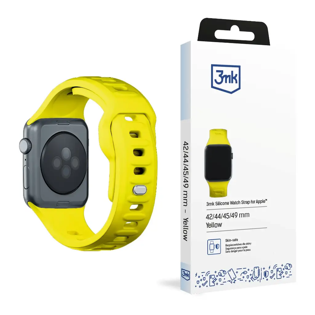 [20060004] Թևնոց 3mk Silicone Watch Strap for Apple - 42/44/45/49 mm Yellow - 5868