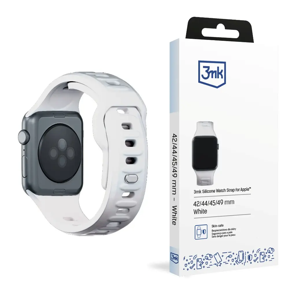 [20060007] Թևնոց  3mk Silicone Watch Strap for Apple 42/44/45/49 mm White - 5851