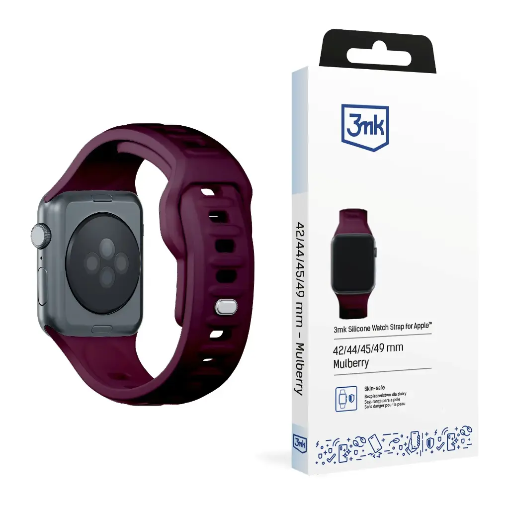 Թևնոց 3mk Silicone Watch Strap for Apple 42/44/45/49 mm Mulberry - 5783