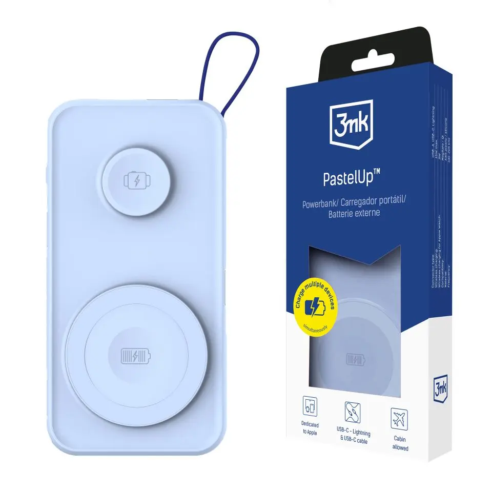 Արտաքին Մարտկոց 3mk PastelUp 10,000mAh 22.5W USB 1A1C-Blue
