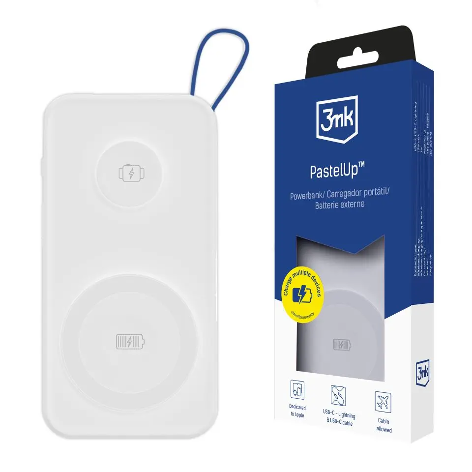 Արտաքին Մարտկոց 3mk PastelUp 10,000mAh 22.5W USB 1A1C-White