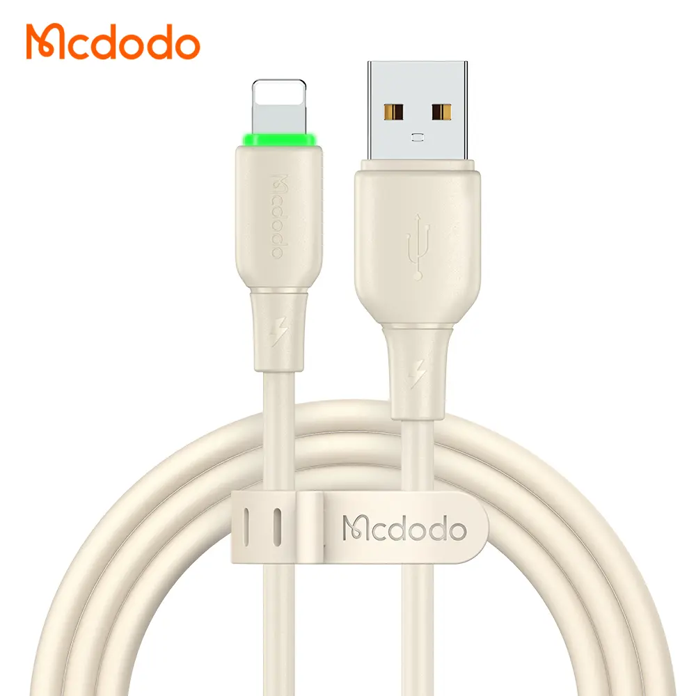Լիցքավորման լար McDodo Lightning Data Cable with LED Light 1.2m beige CA-4740