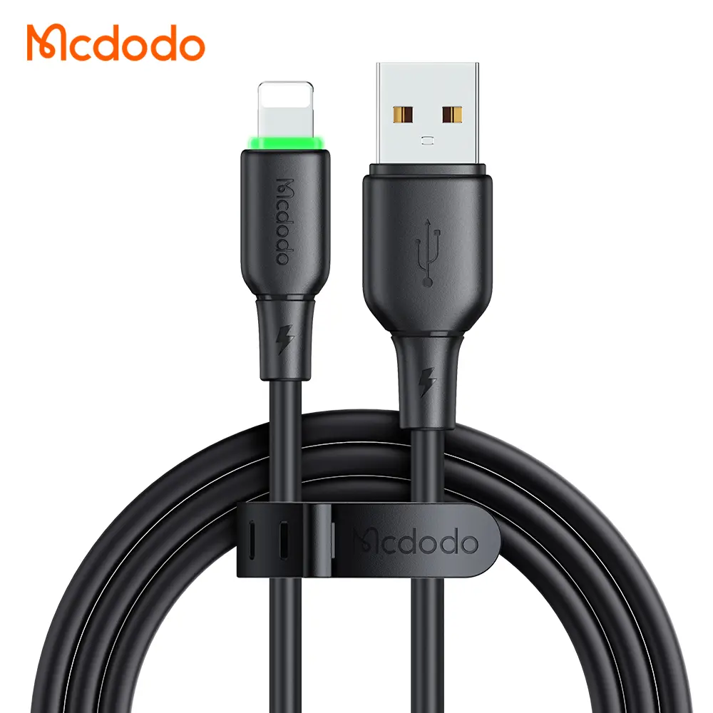 Լիցքավորման լար McDodo Lightning Cable with LED Light 1.2m black CA-4741