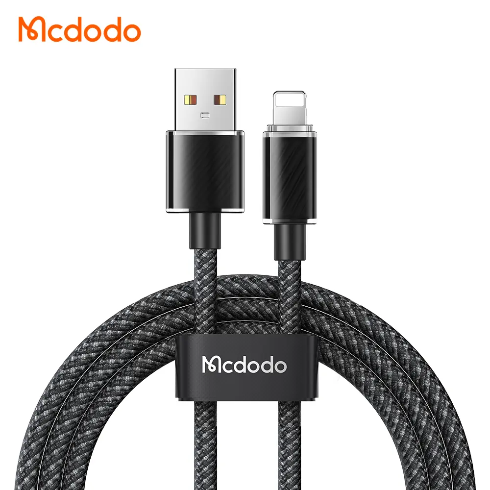 [20020016] Լիցքավորման լար McDodo Lightning Transparent Data Cable 1.2m black CA-3640
