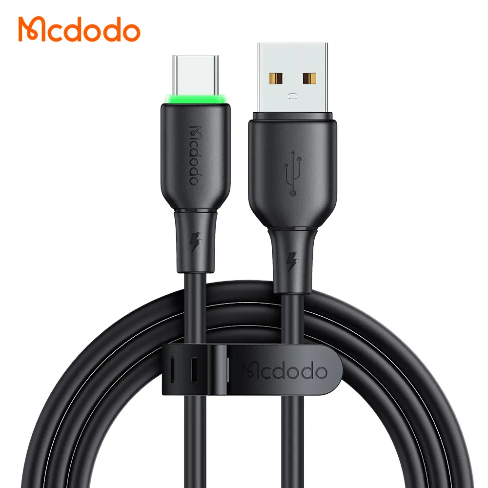 Լիցքավորման լար McDododo Type-C 6A Cable with LED Light 1.2m black CA-4751