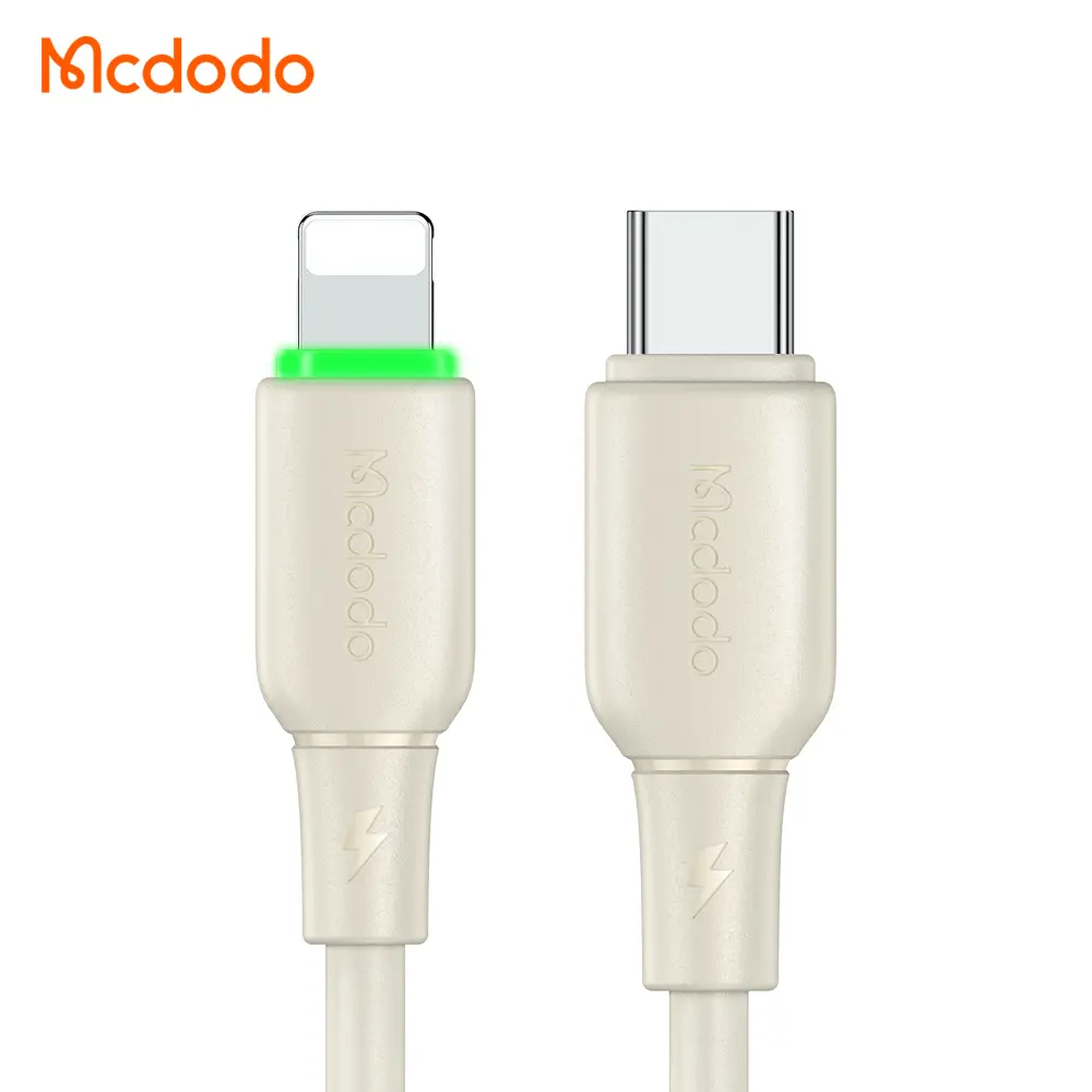 Լիցքավորման լար McDododo 36W Type-C to Lightning Cable with LED Light 1.2m beige CA-4760