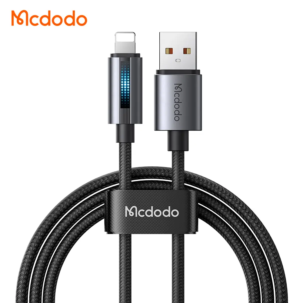 Լիցքավորման լար McDodo USB-A to Lightning Cable with Breathing Light 1.2m Black -5660