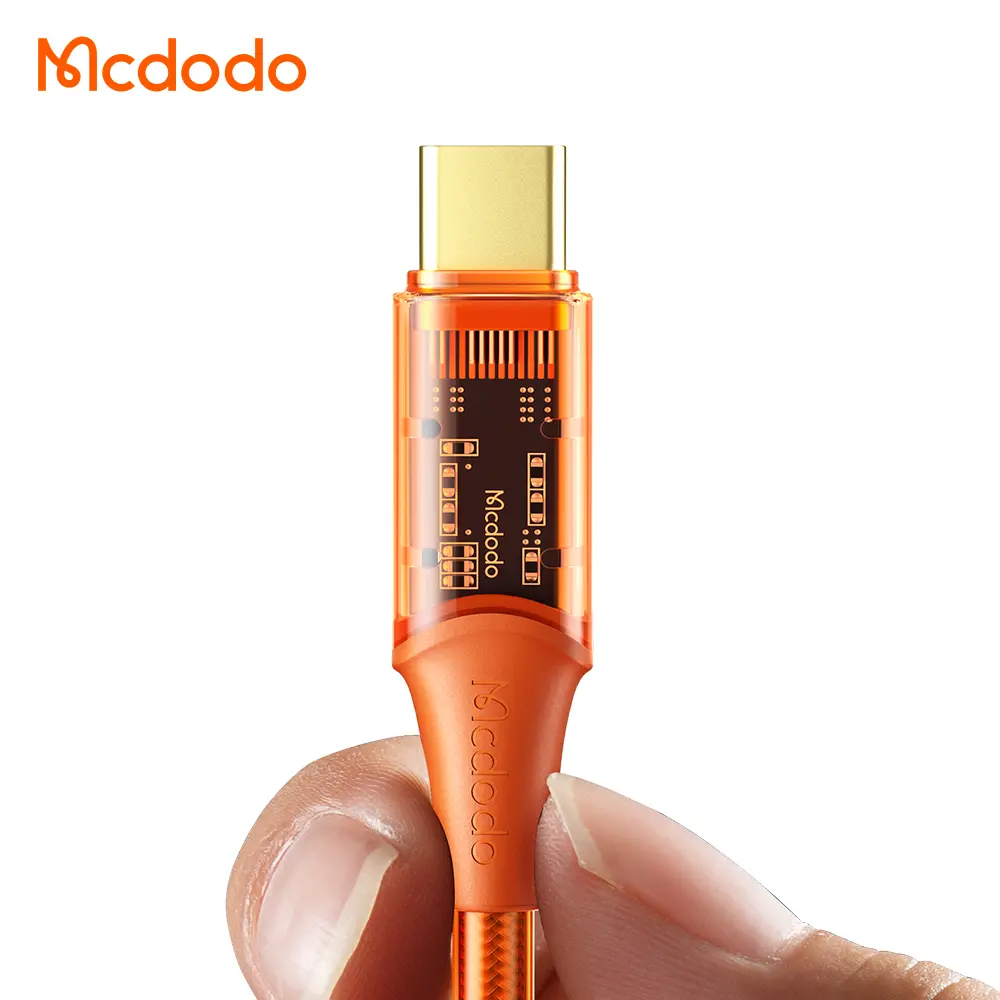 Լիցքավորման լար McDodo 100W Type-C to C Transparent Data Cable 1.2m orange CA-2111