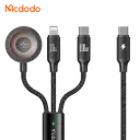 Լիցքավորման լար McDododo 3 in1 100W USB-C to C and Lightning+ WC for AW Cable 1.2m black CA-4940