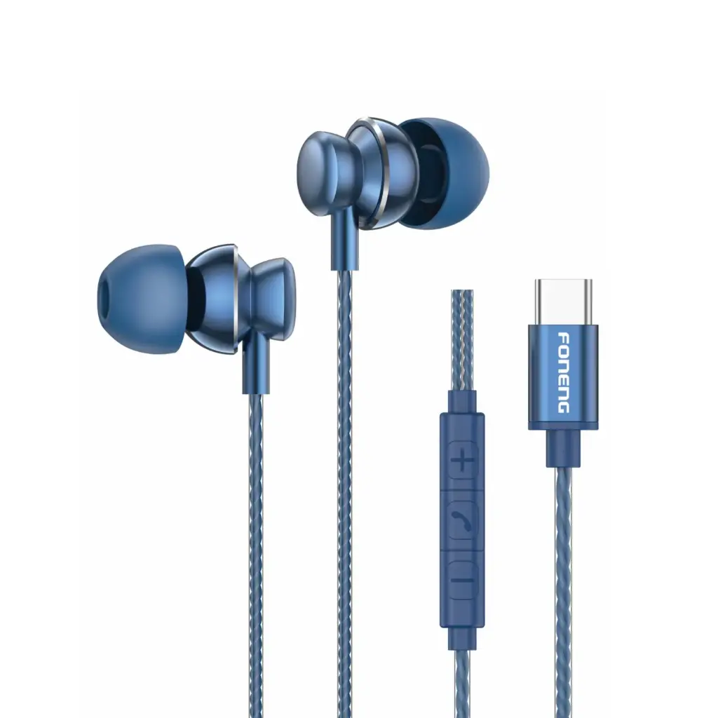 Ականջակալ Foneng T67 In-Ear Heavy Bass Earphone Type-C Blue
