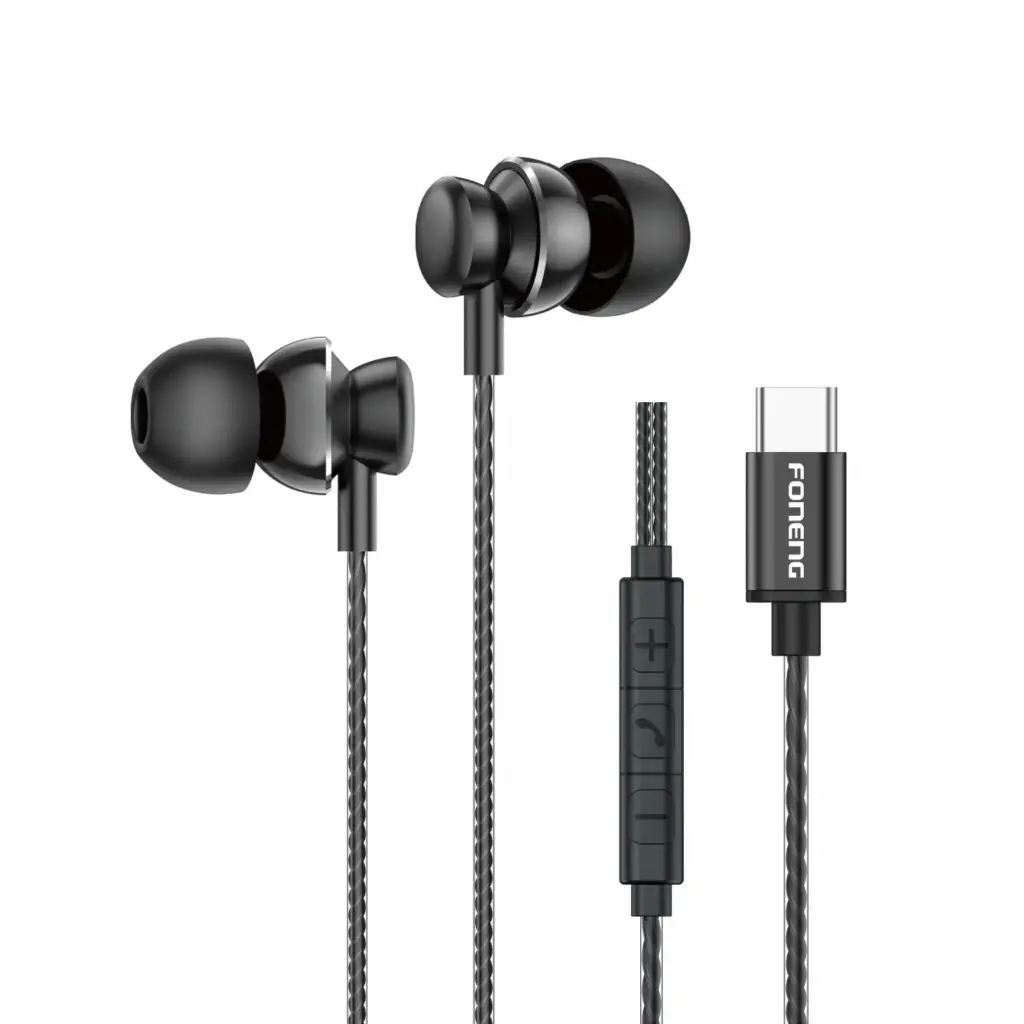 [30050006] Ականջակալ Foneng T67 In-Ear Heavy Bass Earphone Type-C Black