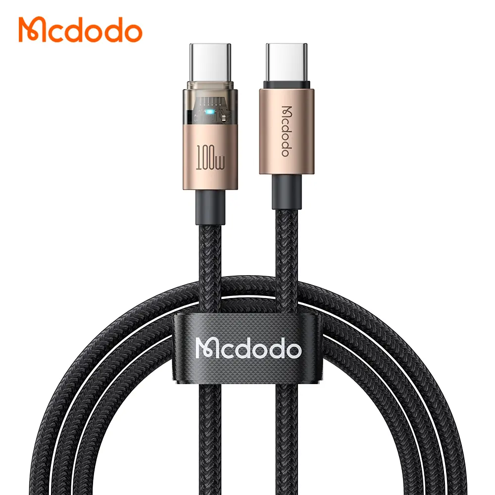 [20020078] Լիցքավորման լար McDodo 100W USB-C to C Trsp Cable with Light desert gold 1.2m CA-5581