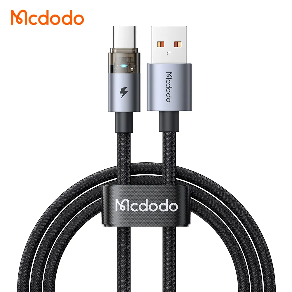 [20020085] Լիցքավորման լար McDodo USB-C Trsp Cable with Light black 1.2m CA-6890