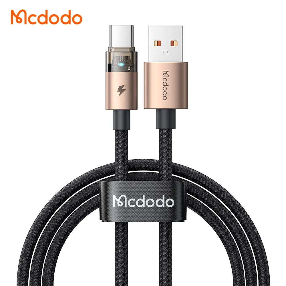 [20020086] Լիցքավորման լար McDodo USB-C Trsp Cable with Light desert gold 1.2m CA-6891