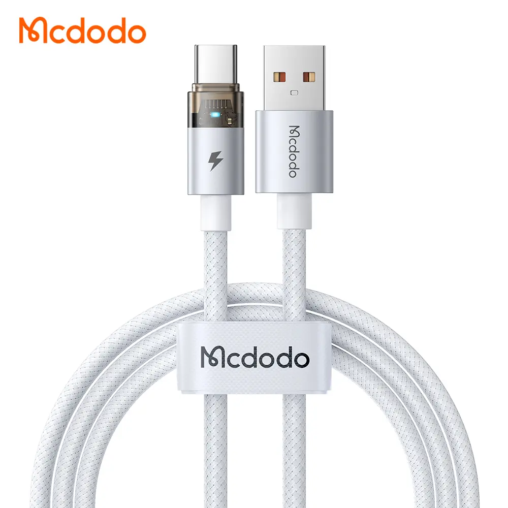 [20020087] Լիցքավորման լար McDodo USB-C Trsp Cable with Light white 1.2m CA-6892