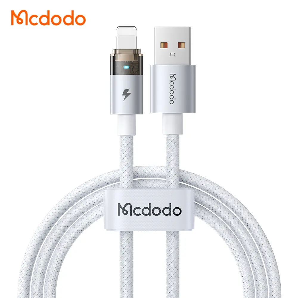 [20020083] Լիցքավորման լար McDodo Lightning Trsp Cable with Light white 1.2m CA-6912