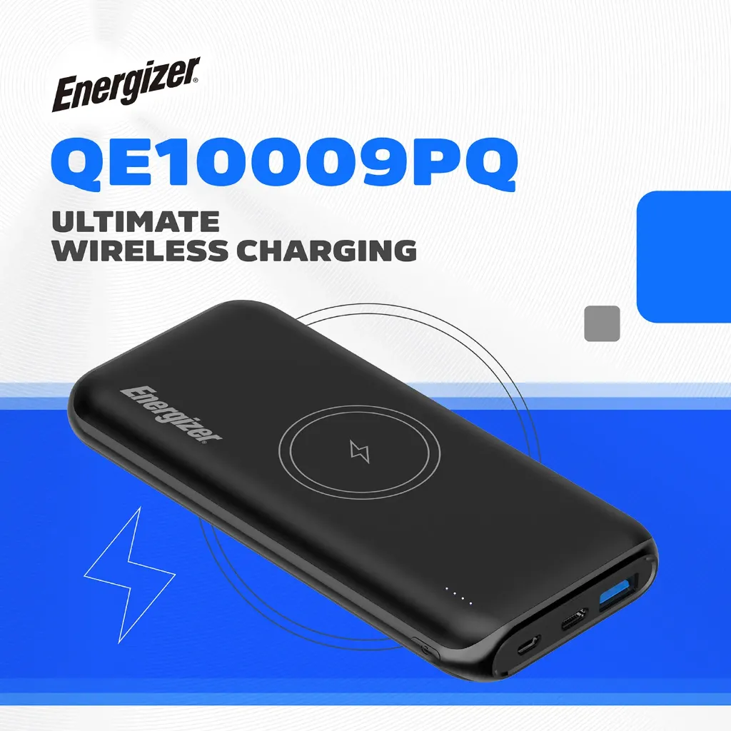 [20030018] Արտաքին Մարտկոց Energizer Wireless Power QE10009PQ 10000mAh Black