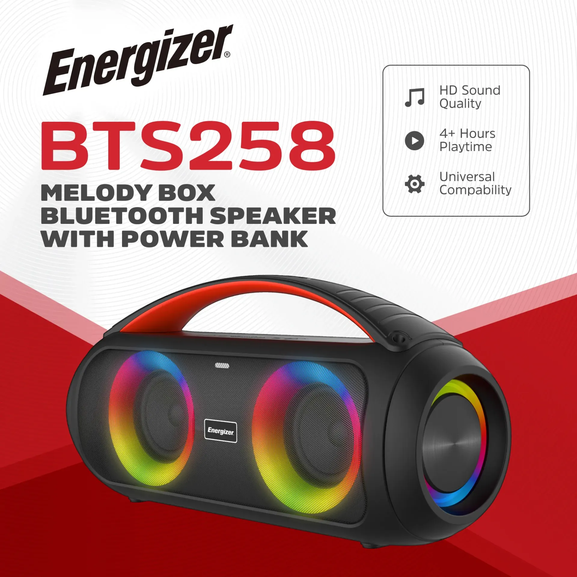 Բարձրախոս Energizer Audio BTS258 Twin 3 inch RMS 20W 6.6Ah Black