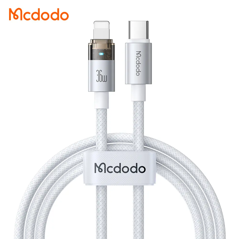 Լիցքավորման լար McDodo 36W USB-C to Lightning Transparent Cable with Charging Light 1.2m CA-6942