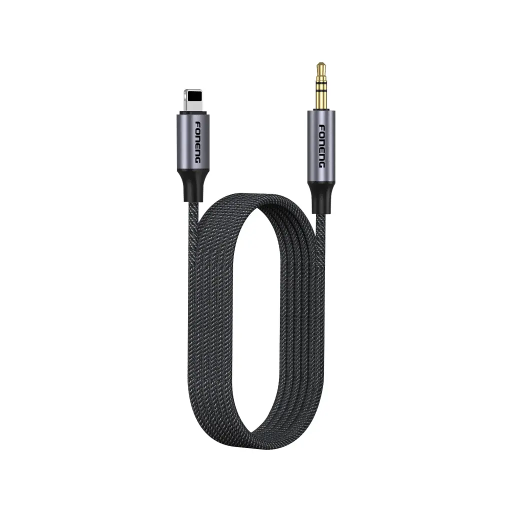 [30080008] Foneng BM31 Metal Audio Cable 1m Male 3.5mm to Lightning