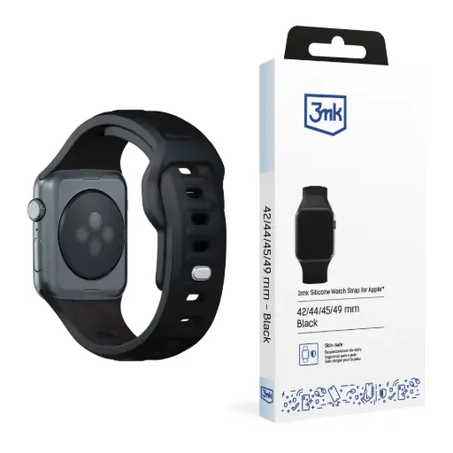 [20060001] Թևնոց 3mk Silicone Watch Strap for Apple - 42/44/45/49 mm Black - 5721