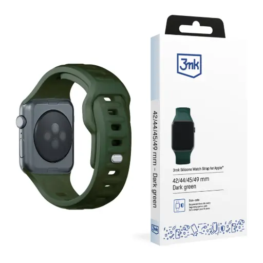 [20060002] Թևնոց 3mk Silicone Watch Strap for Apple - 42/44/45/49 mm Dark Green - 5745