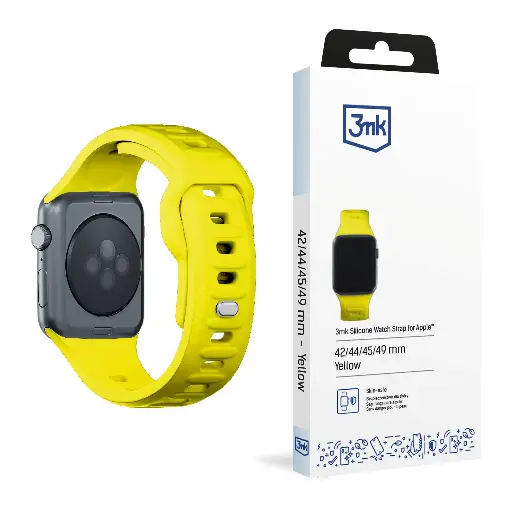 [20060004] Թևնոց 3mk Silicone Watch Strap for Apple - 42/44/45/49 mm Yellow - 5868