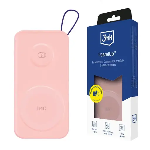 [20030012] Արտաքին Մարտկոց 3mk PastelUp 10,000mAh 22.5W USB 1A1C-Pink