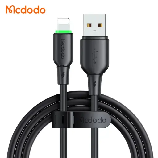 [20020029] Լիցքավորման լար McDododo Lightning Cable with LED Light 1.2m black CA-4741