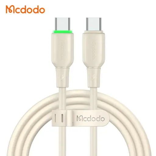 [20020030] Լիցքավորման լար McDododo 65W Type-C to C Cable  with LED Light 1.2m beige CA-4770