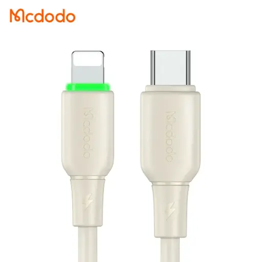 [20020034] Լիցքավորման լար McDododo 36W Type-C to Lightning Cable with LED Light 1.2m beige CA-4760