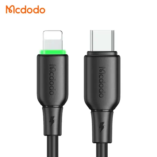[20020035] Լիցքավորման լար McDododo 36W Type-C to Lightning Cable with LED Light 1.2m black CA-4761