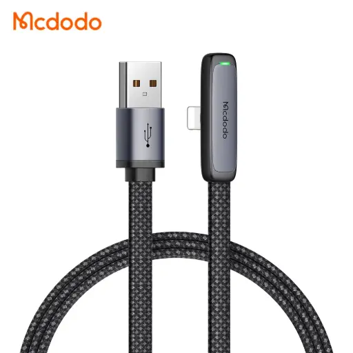 [20020024] Լիցքավորման լար McDododo 90 Degree Lightning Cable 1.2m black CA-2790