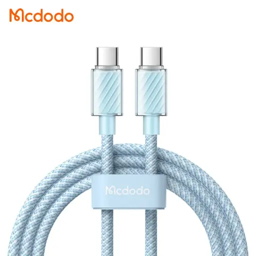 [20020019] Լիցքավորման լար McDododo 100W Type-C to C Transparent Cable 1.2m blue CA-3671
