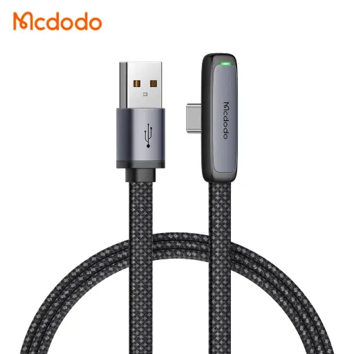 [20020026] Լիցքավորման լար McDododo 90 Degree Type-C 6A Cable 1.2m black CA-3340