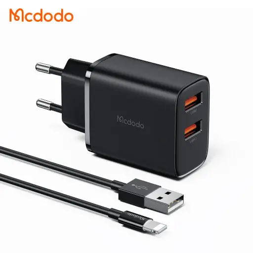 [20010008] Լիցքավորիչ McDododo 12W 2A Charger + A to L cable 1m Black CH-5071
