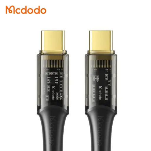 [20020014] Լիցքավորման լար McDododo 100W Type-C to C  Transparent Data Cable 1.2m black CA-2110