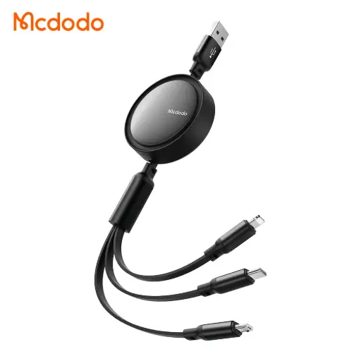 [20020064] Լիցքավորման լար McDododo 3 in 1 A to Lightning+Micro+Type-C Cable 1.2m Black CA-7256