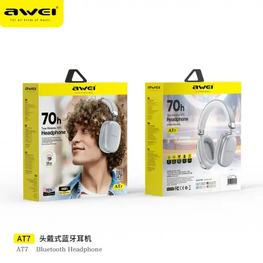 [30040002] Անլար Ականջակալ AWEI AT7 Silver
