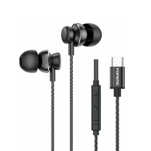 [30050006] Ականջակալ Foneng T67 In-Ear Heavy Bass Earphone Type-C Black