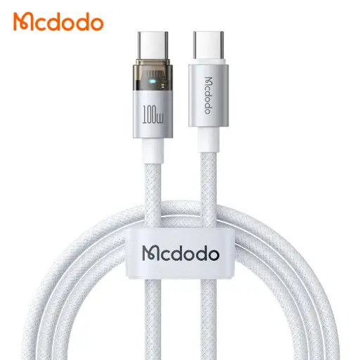 [20020079] Լիցքավորման լար 100W USB-C to C Trsp Cable with Light white 1.2m CA-5582