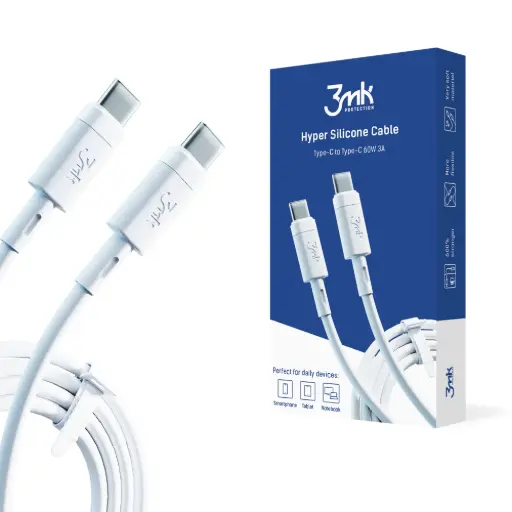 [20020051] Լիցքավորման լար 3mk Hyper Silicone Cable Type-C to Type-C 60W 3A - 4088