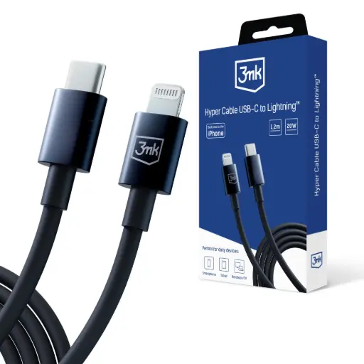 [20020059] Լիցքավորման լար 3mk Hyper Cable C to Lightning 20W 1.2m Black - 1206